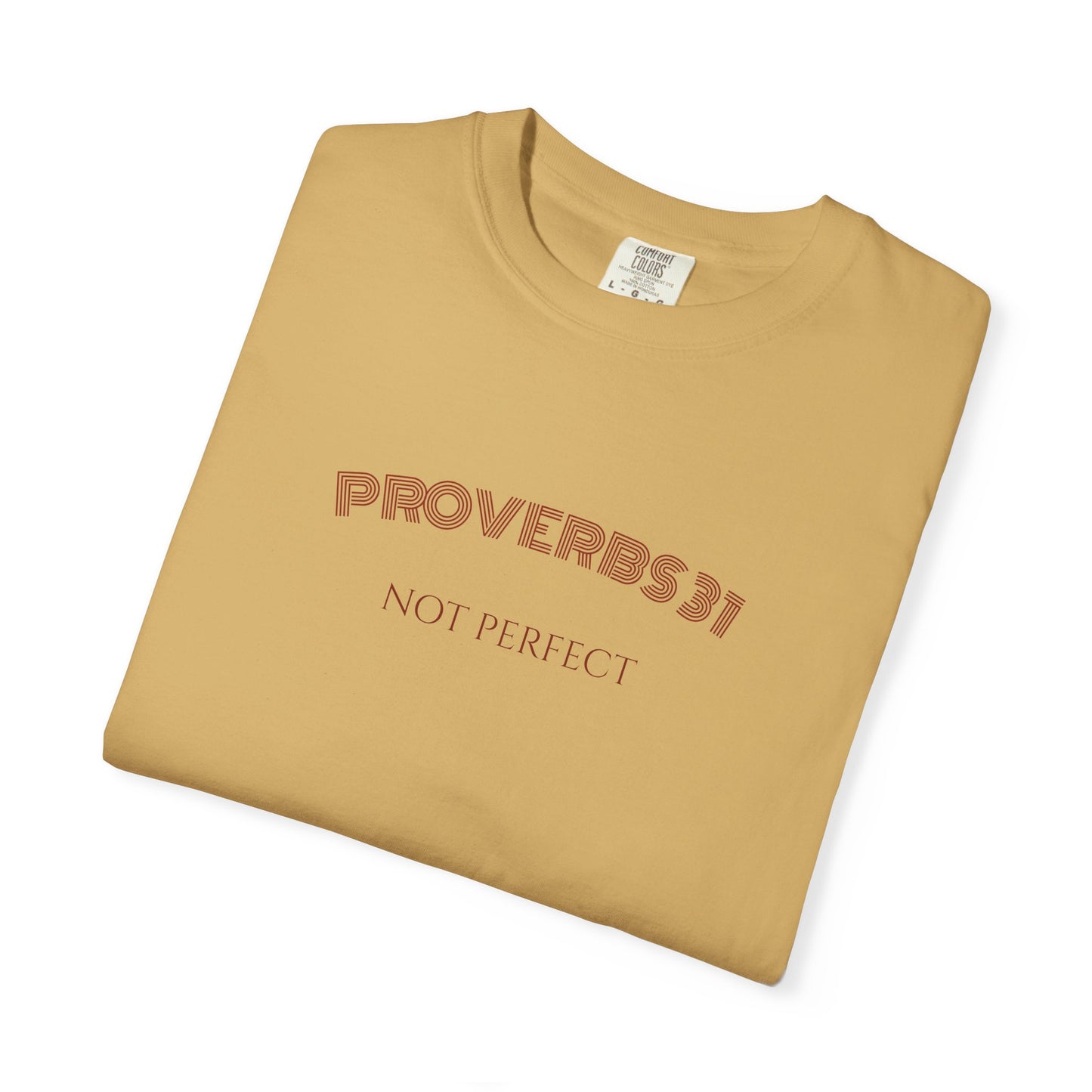 Women’s "Proverbs 31 Not Perfect" Faith Quote with Scripture Tee