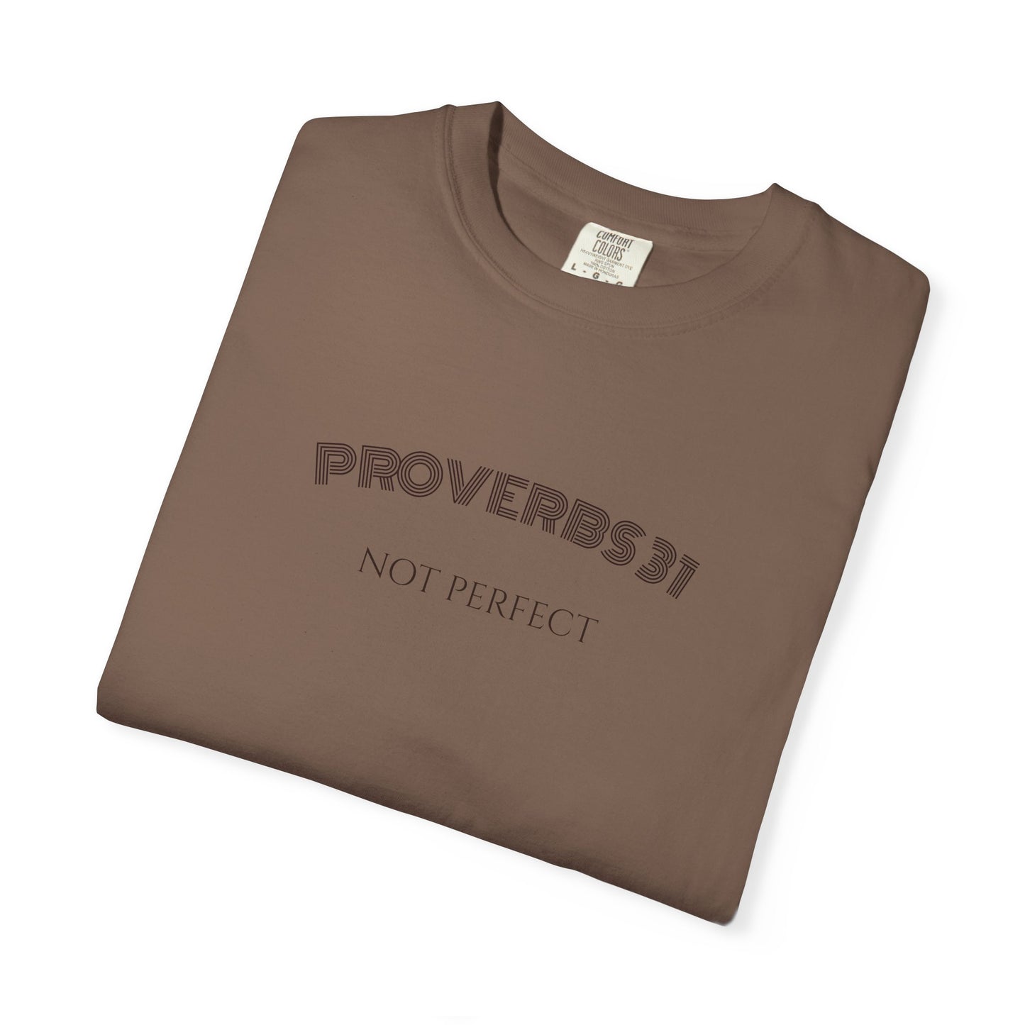 Women’s "Proverbs 31 Not Perfect" Faith Quote with Scripture Tee